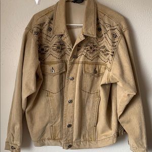 Carole Little Tan Embroidered Jean Jacket